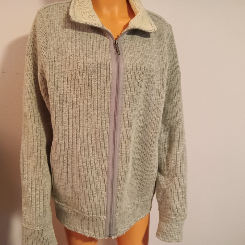 Women's Gray Sherpa-Lined Jacket